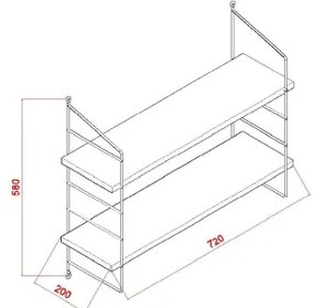ARMONI fali polc 58x72 cm barna/fekete