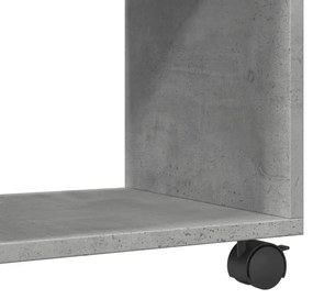 betonszürke szerelt fa görgős szekrény 72 x 33 x 42,5 cm