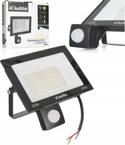 Led fényvető 50W Halogén mozgásérzékelős lámpa, hideg fehér 6500 K