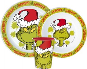 A Grincs Christmas Mischief étkészlet, micro műanyag szett, pohárral 260 ml