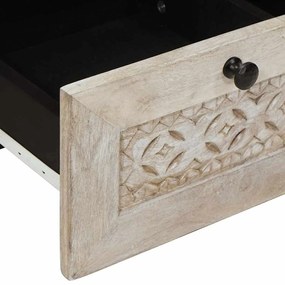 TV szekrény fiókkal Fehér 100 x 33 x 46 cm tömör mangófa