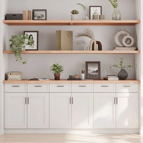 kezeletlen tömör tölgyfa fali polc 200x60x(2-4) cm