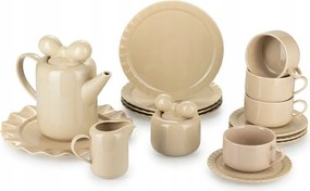 Kávéscsésze szett Sofia Beige nagy 12 db-os 4 személyes cukortartó tányér