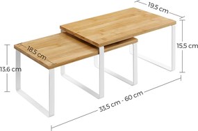 CEZAR bambusz rendszerező szett, 2 db, barna/fehér SongmicsHome