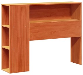barna tömör fenyőfa könyvespolcos ágy matrac nélkül 75 x 190 cm