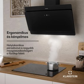 Klarstein Aurica 90, páraelszívó, 90 cm, 620 m³/ó, LED, érintőképernyős, üveg, fekete