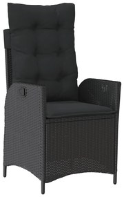 7 részes fekete polyrattan kerti étkezőgarnitúra párnával