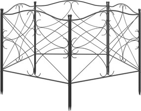Outsunny 5 darab dekoratív fém kerti kerítés készlet díszítéssel - 305 x 62 cm fekete | Aosom
