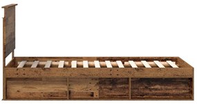 vidaXL Ágykeret fejtámlával Öreg fa 100 x 200 cm Tömör fenyőfa