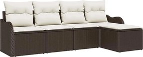 vidaXL Kerti Kanapé Szett párnával tárolóval 5 pcs Barna Poli rattan