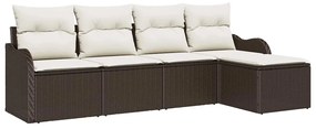vidaXL Kerti Kanapé Szett párnával tárolóval 5 pcs Barna Poli rattan