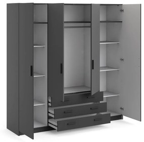 Sötétszürke ruhásszekrény 196x200 cm Sprint – Tvilum
