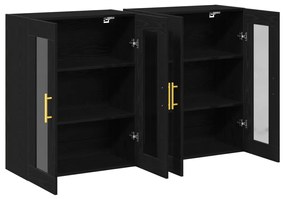 Fali Szekrények 2 db Fekete Tölgy 69,5x34x90 cm Kompozit Fa