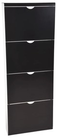 Fekete fém billenő ajtós cipőtartó 51x138x16 cm – Household Pleasure