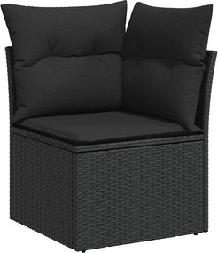 vidaXL fekete polyrattan kerti sarokkanapé párnákkal