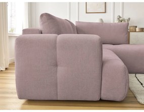 Rózsaszín kinyitható-tárolóhelyes sarokkanapé (jobb oldali-L alakú) Fuji – Bobochic Paris