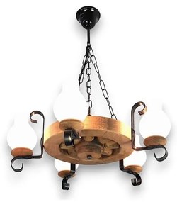 Brilagi - Csillár láncon ROATA 5xE14/40W/230V bükkfa