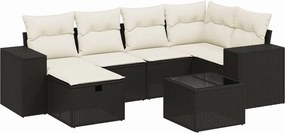vidaXL 7 részes fekete polyrattan kerti ülőgarnitúra párnával