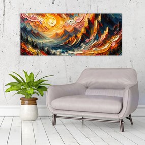 Kép - Hegyek, melyeket napfény ölel (120x50 cm)