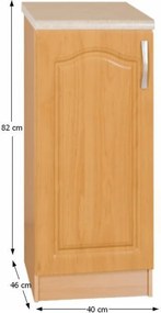 Alsó konyhaszekrény, balos, éger, LORA MDF NEW KLASIK S40