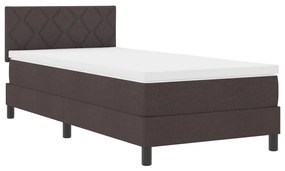 Box Spring Ágy Matraccal &amp; LED Sötétbarna 100x200 cm Szövet