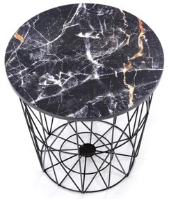 HARISSA konferenciás asztal 41x42 cm fekete/márvány dekor