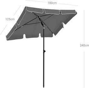 Napernyő erkélyre, 1,8x1,25 m, UPF 50+ védelem, dönthető, szürke