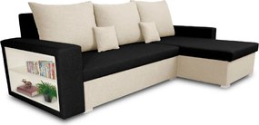 SAMI Kinyitható sarokkanapé Fekete/krém