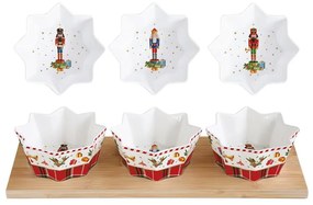 Karácsonyi mintás Porcelán tálka szett - Vintage Nutckrackers