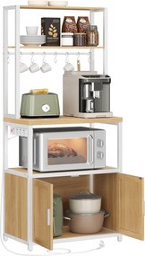 VASAGLE konyhai polc beépített konnektorral 40×60×170 cm, tölgy-fehér