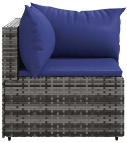 Szürke polyrattan kerti sarokkanapé párnákkal