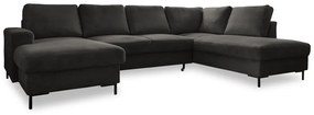Sötétszürke kordbársony kinyitható sarokkanapé (jobb oldali) Lofty Lilly – Miuform