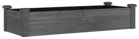 szürke tömör fenyőfa kerti magaságyás béléssel 120x45x25 cm