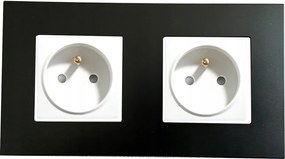 Elektromos Aljzat 16A Dupla Keret 157mm Műanyag Fekete-fehér