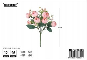 Virágcsokor rózsaszín rózsákkal, levelekkel asztali dekoráció