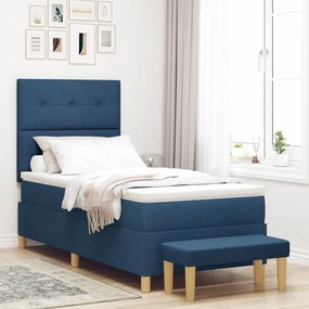 Boxspring Ágy Matraccal és Pad Kék 90x190 cm Szövet