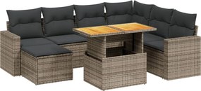 vidaXL 8 részes szürke polyrattan kerti ülőgarnitúra párnákkal