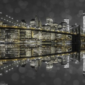 Poszter 20x20cm Brooklyn híd és Alsó-Manhattan panoráma alkonyatkor 2