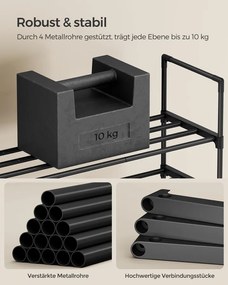 SONGMICS kétszintes fém cipőpolc, 68 cm, egymásba rakható, fekete
