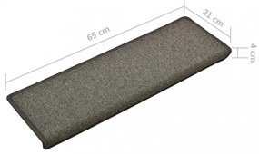 15 db sötétszürke lépcsőszőnyeg 65x21x4 cm