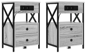Éjjeliszekrény 2 pcs Szürke sonoma 40 x 31 x 60 cm Faanyag