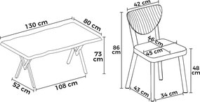 Akort étkezőgarnitúra, atlanti fenyő-antracit, 130 cm