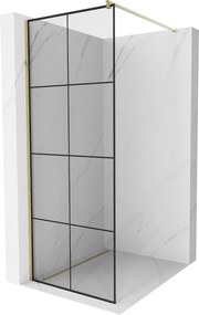 Mexen Kioto Walk-In Zuhanyfal 80 x 200 cm,  átlátszó üveg/ fekete    8 mm,  arany  - 800-080-101-50-7 Walk-In Zuhanyfal