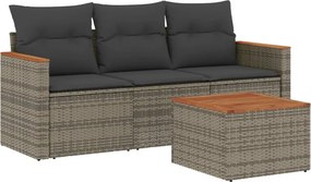 vidaXL 4 részes szürke polyrattan kerti ülőgarnitúra párnákkal