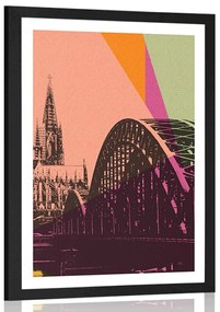 Poszter paszportuval Köln városdigitális illusztrációja