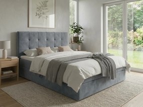 Kárpitozott boxspring ágy DIRELIS TRINITY 140x200 cm szürke Matrac: Bonell rugós matrac