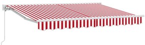 Kézi Kihúzható Napernyő Piros és Fehér, 350 x 200 cm