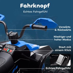 AIYAPLAY Elektromos gyermek quad, 24 V-os elektromos jármű 4 kerékkel, fényszórókkal, USB porttal, MP3, kék