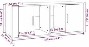 barna tölgyszínű szerelt fa TV-szekrény 100 x 35 x 40 cm
