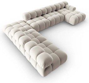 Bézs bársony moduláris sarokkanapé (bal oldali-U alakú) Bellis – Micadoni